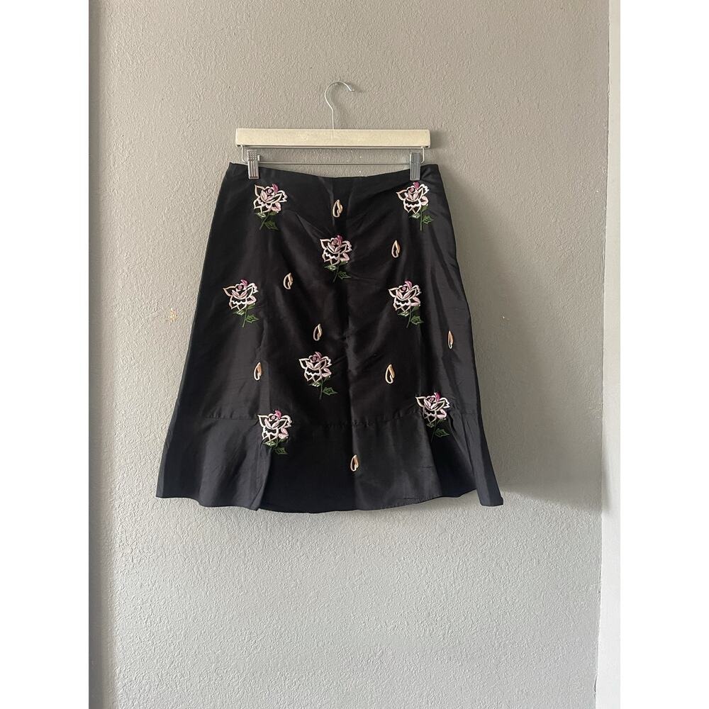 Anthropologie Odille Silk Embroidered skirt